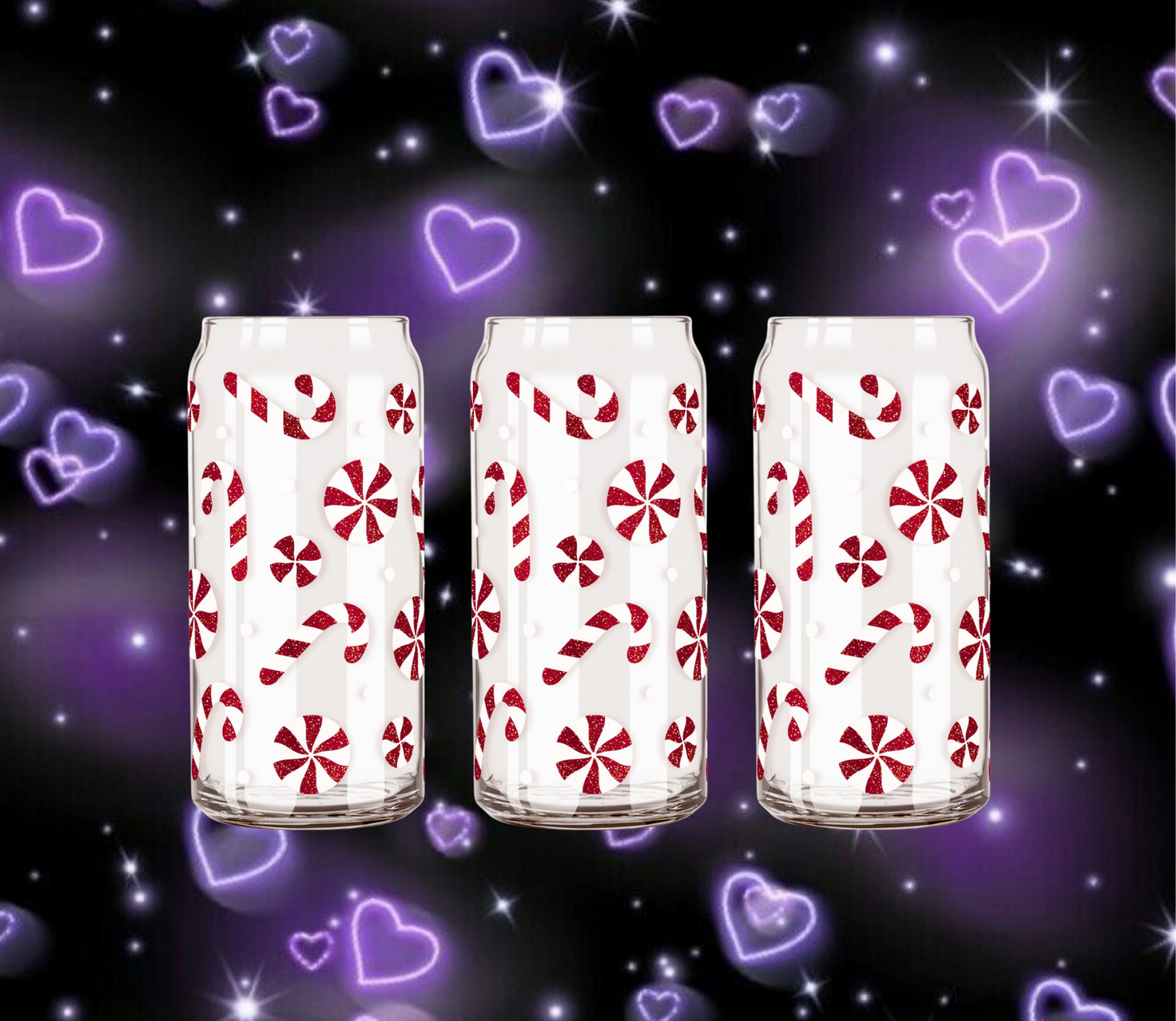 Candy Cane Glass Cup