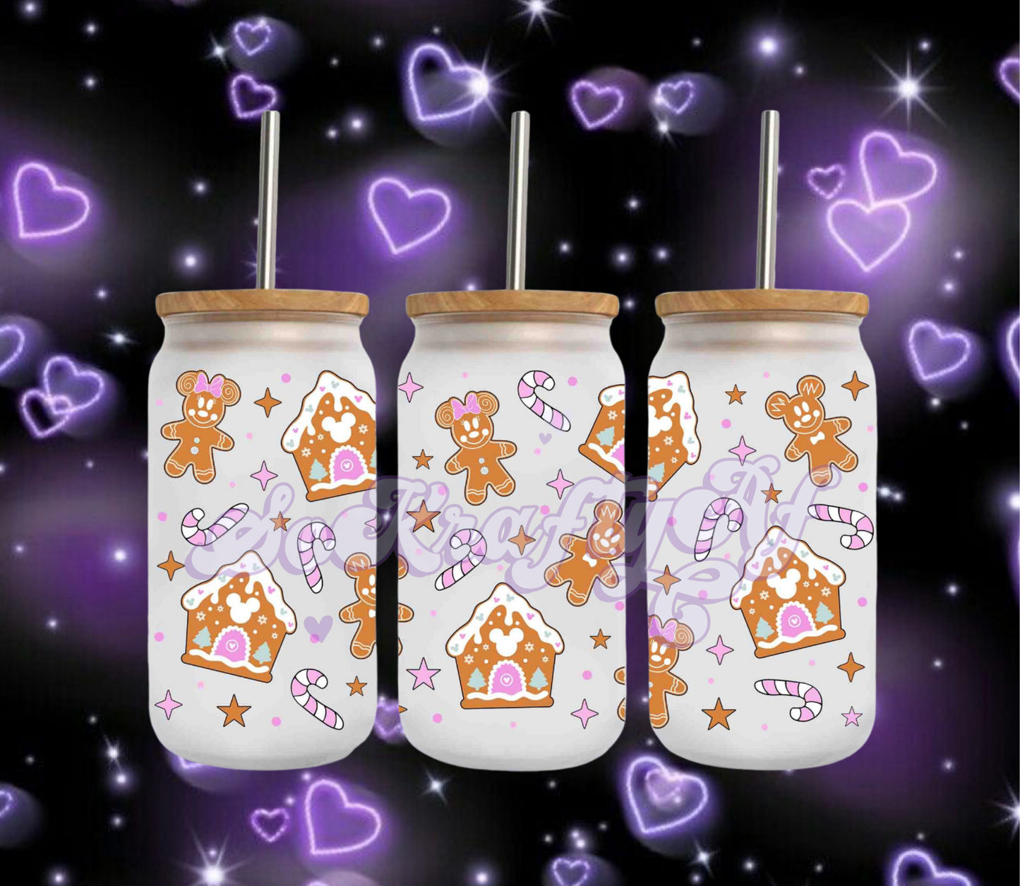 Frosted Minnie Gingerbread Glass Cup