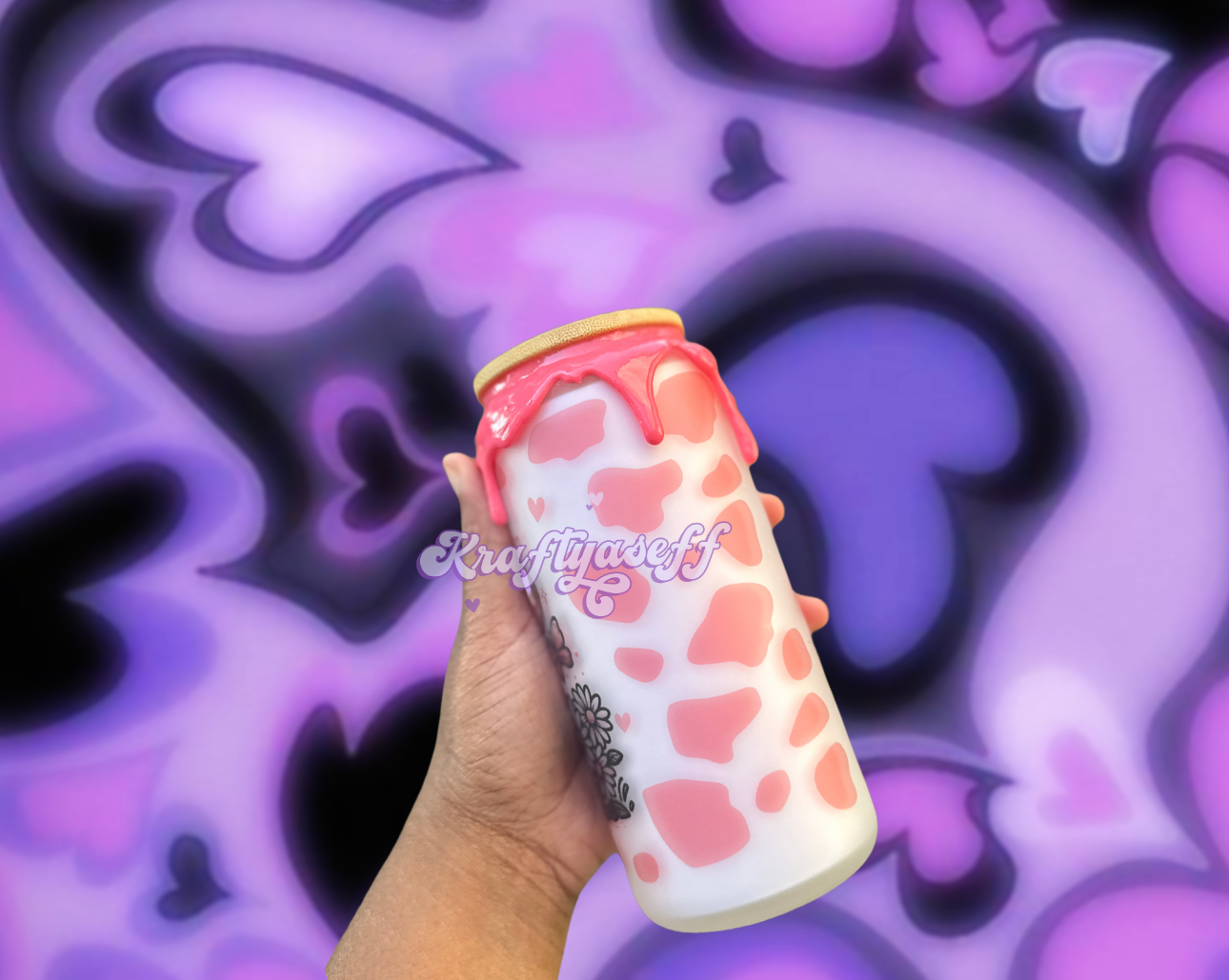Pink Cow Glass Cup