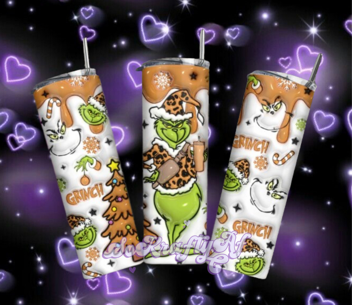 Brown Leopard Drip Grinch Tumbler