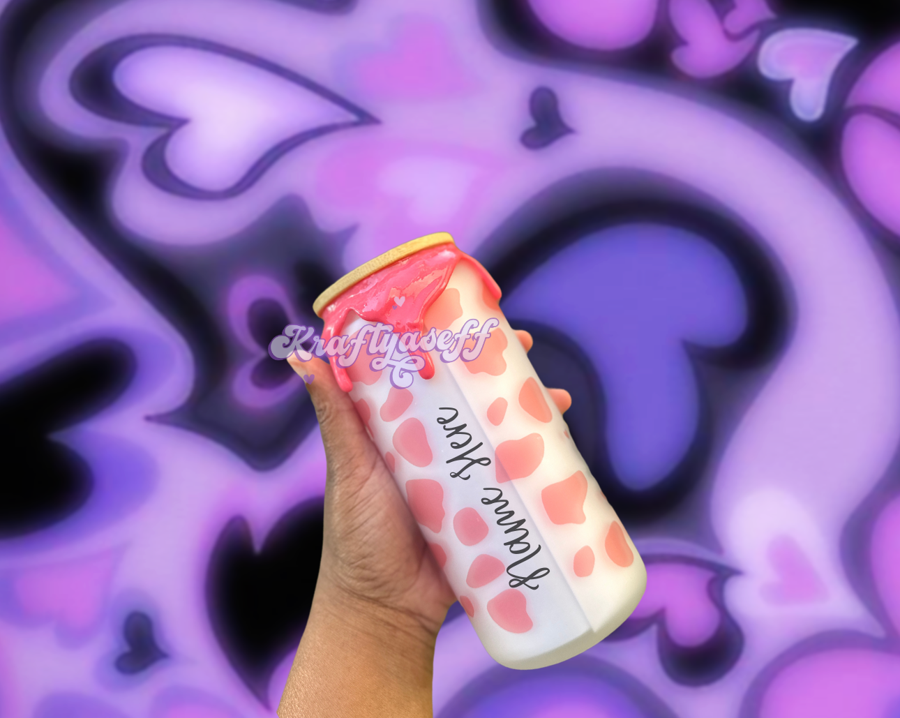 Pink Cow Glass Cup