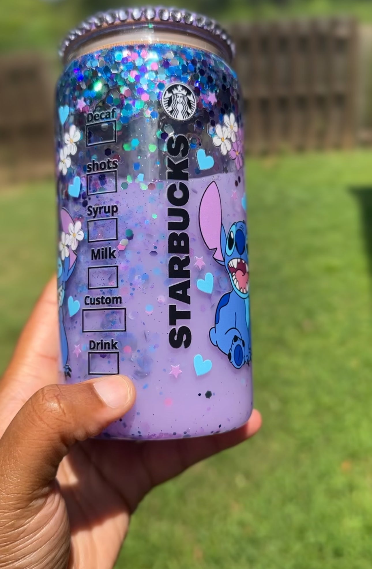 Snow Globe Stitch Glass Cup