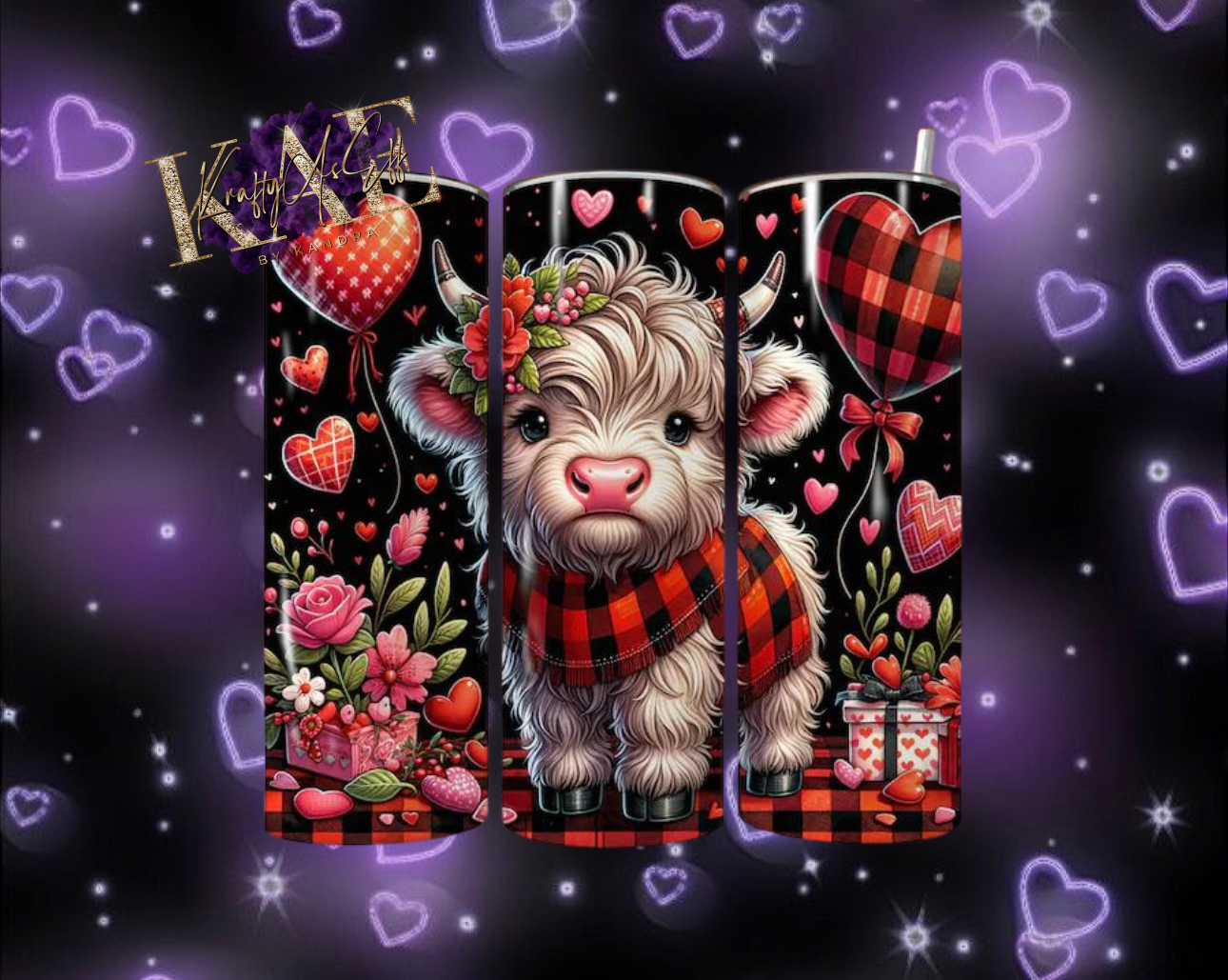 Valentines Highland Cow Tumbler