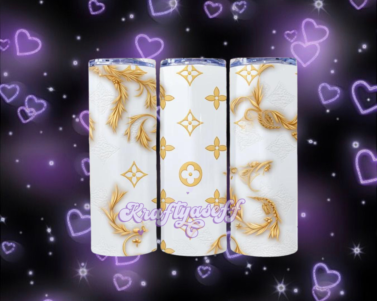 White & Gold Designer Tumbler