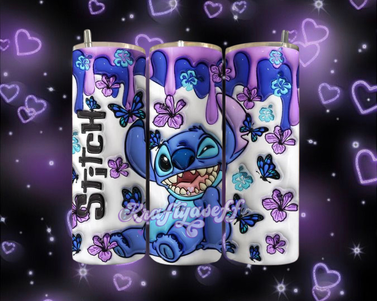 3D Purple Stitch Tumbler