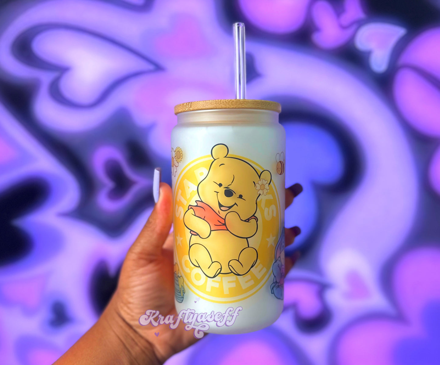 Frosted Honey Bear Glass Cup