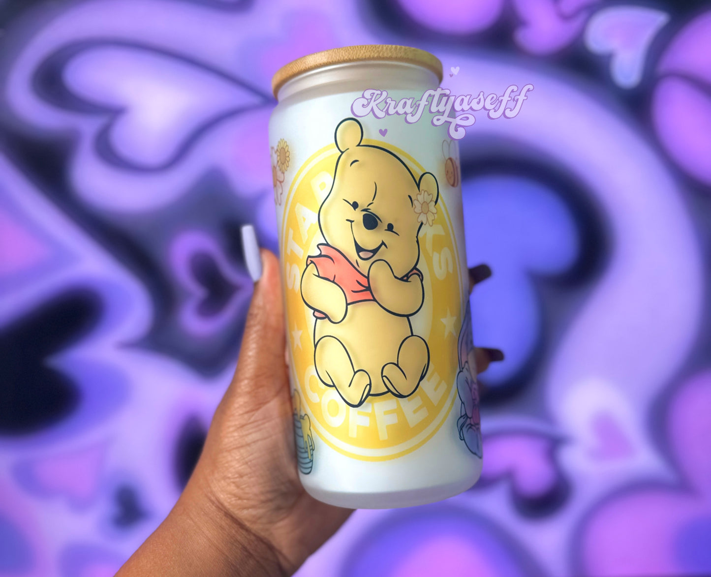 Frosted Honey Bear Glass Cup