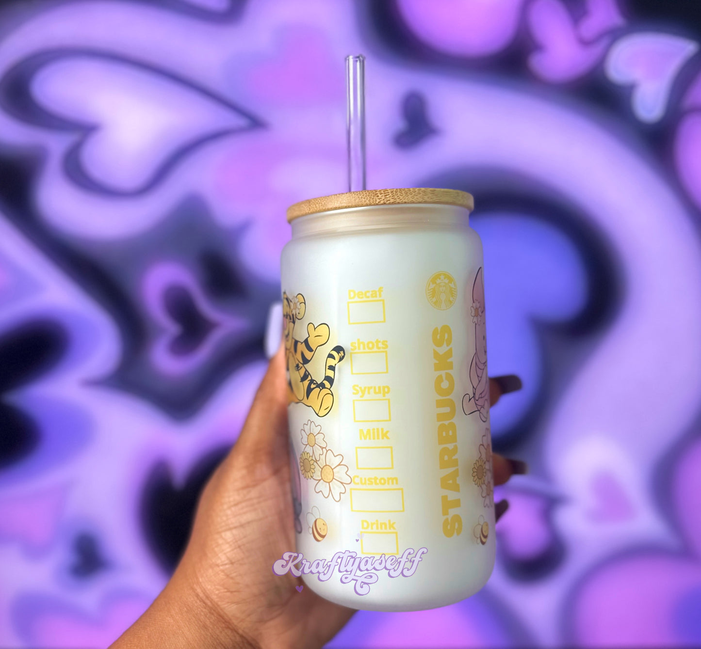 Frosted Honey Bear Glass Cup