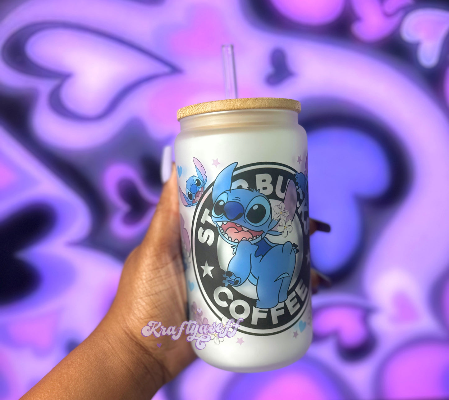 Stitch Frosted Glass Cup