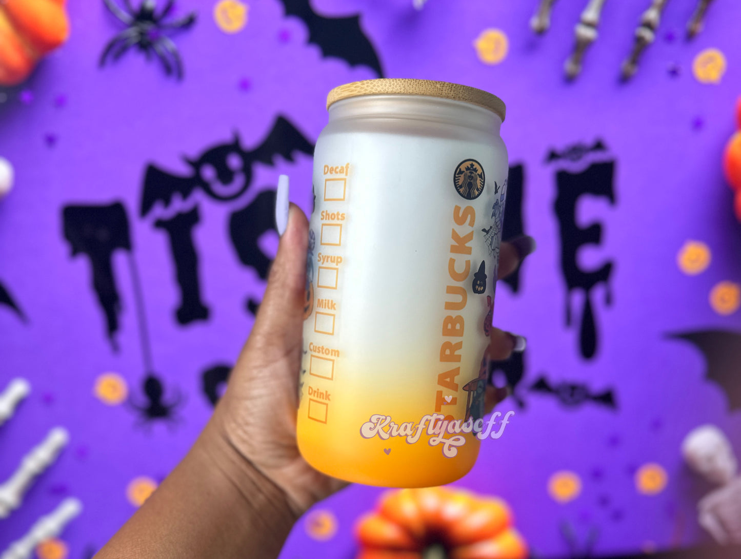 Frosted Stitchoween Glass Cup