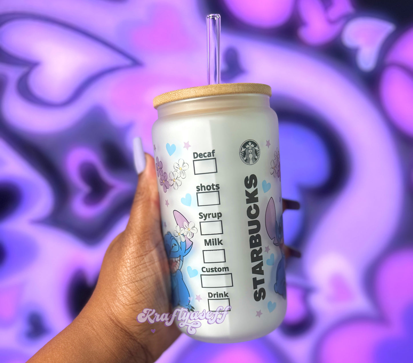 Stitch Frosted Glass Cup