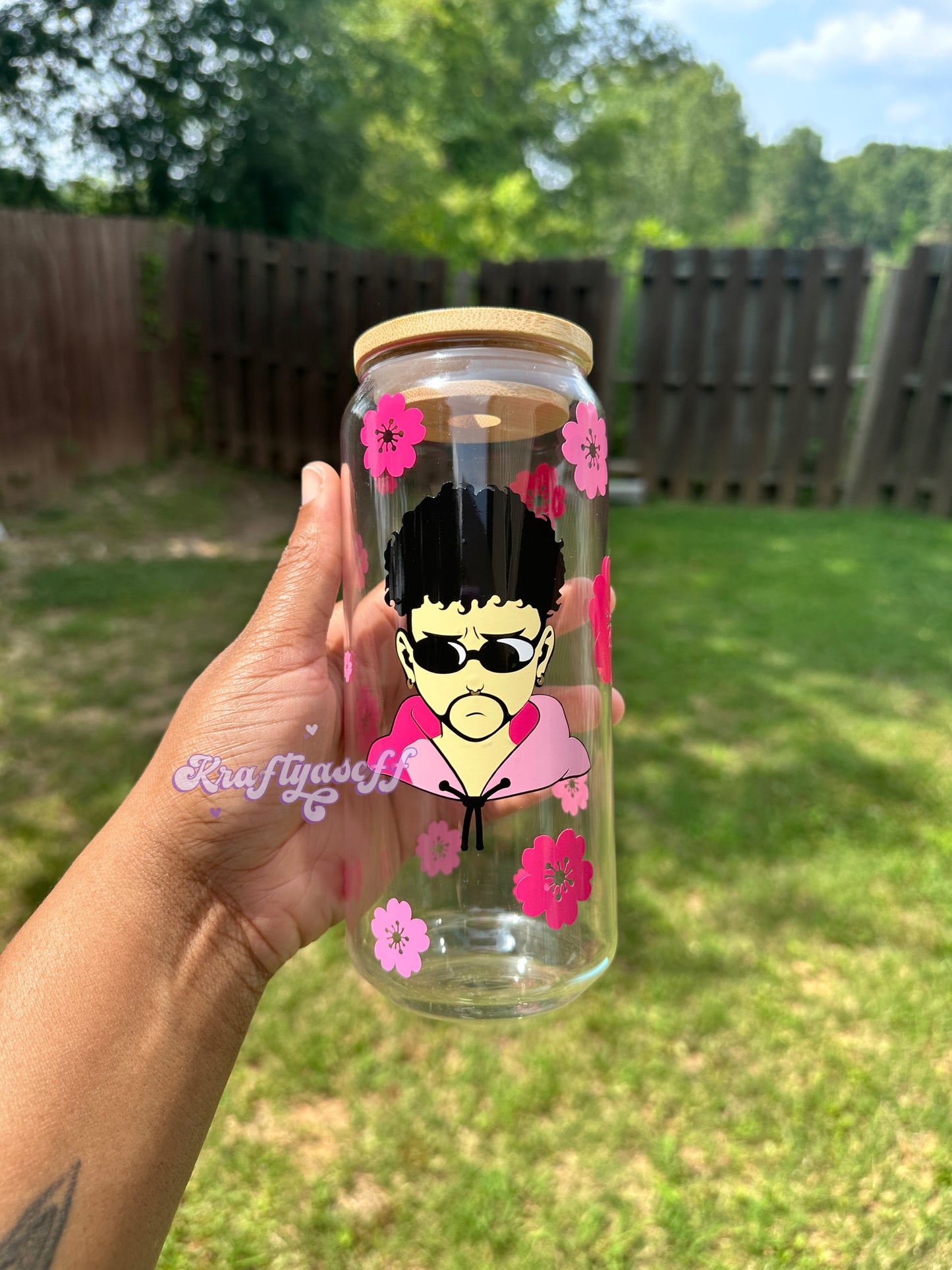Bad Bunny Glass Cup