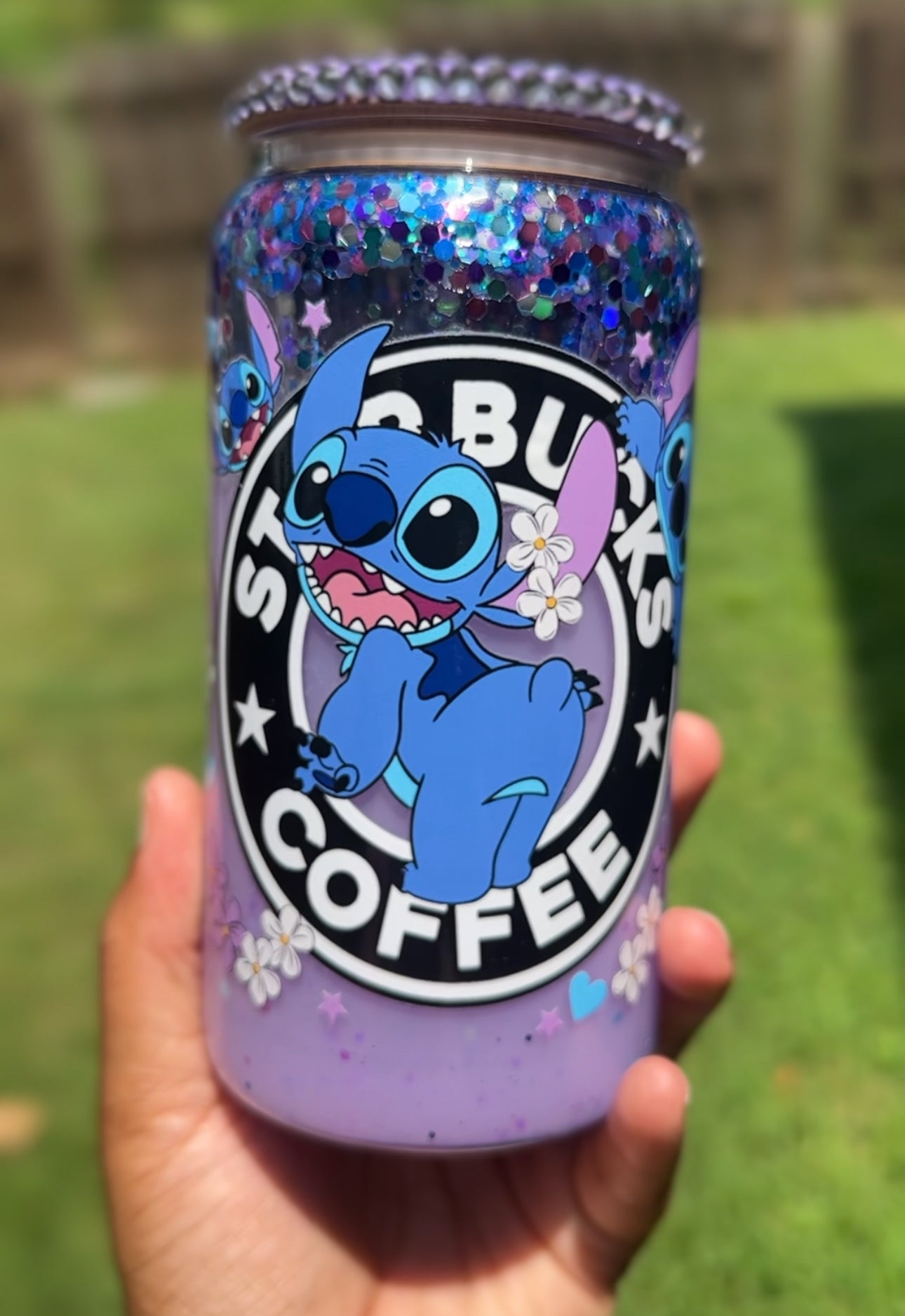 Snow Globe Stitch Glass Cup