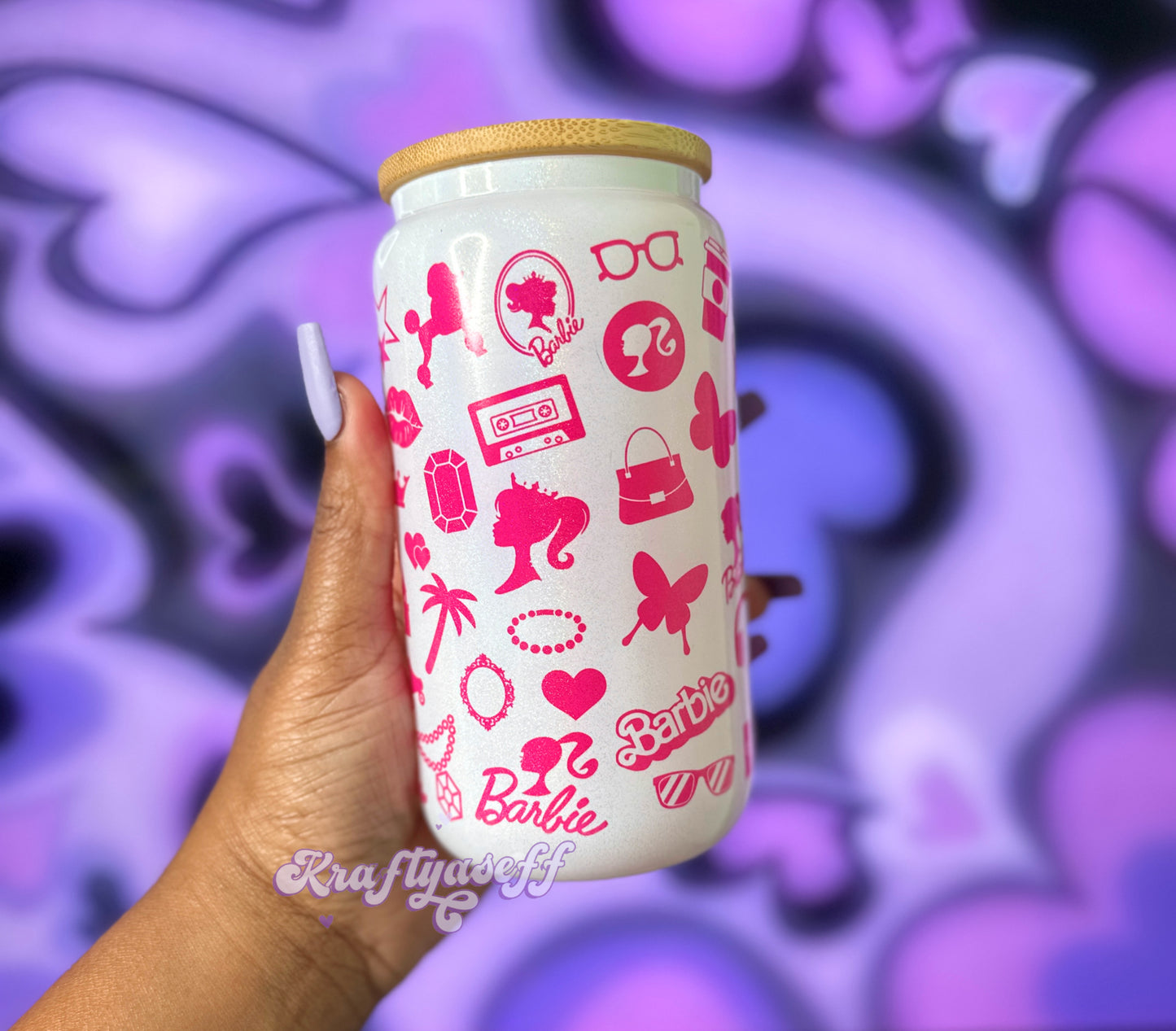 Pink Doll Glass Cup