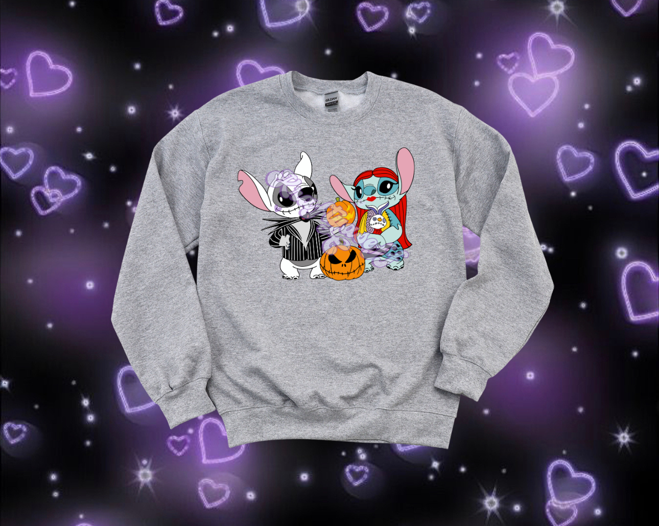 Stitch and Angel Skellington Crewneck