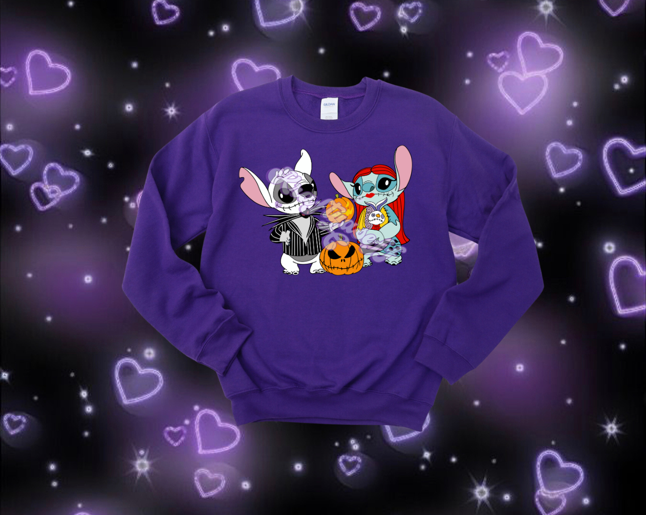 Stitch and Angel Skellington Crewneck